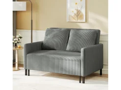 DripeX Sofá conversível de 2 lugares Clique clique, veludo cinza com nervuras, sono de 170 cm, colchão de 10 cm, para estúdio/sala de estar/quarto^ Sofá
