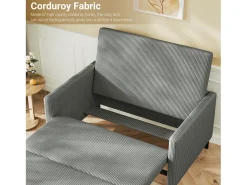 DripeX Sofá conversível de 2 lugares Clique clique, veludo cinza com nervuras, sono de 170 cm, colchão de 10 cm, para estúdio/sala de estar/quarto^ Sofá