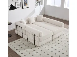 Merax Sofá conversível de 4 lugares - 270 x 180 x 64 cm - design modular - veludo -^ Sofá