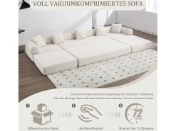 Merax Sofá conversível de 4 lugares - 270 x 180 x 64 cm - design modular - veludo -^ Sofá