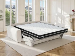 Sofá*Maison Céphy Sofá conversível de 4 lugares express em tecido chenille 160 cm colchão 16 cm VOMERA Bege