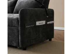 Merax Sofá conversível de 2 lugares com encosto ajustável - Suporte e tomada USB - Tecido Chenille - Função dormir - Cinza^ Sofá