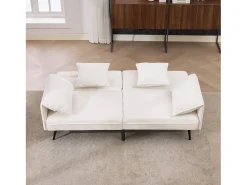 Clearance Merax Sofá conversível de 2 lugares - 167,5 x 73 x 70 cm - Encosto reclinável em 3 posições (100°–180°) - Tecido - Branco