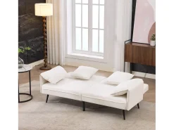 Clearance Merax Sofá conversível de 2 lugares - 167,5 x 73 x 70 cm - Encosto reclinável em 3 posições (100°–180°) - Tecido - Branco