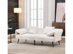 Clearance Merax Sofá conversível de 2 lugares - 167,5 x 73 x 70 cm - Encosto reclinável em 3 posições (100°–180°) - Tecido - Branco