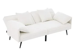 Clearance Merax Sofá conversível de 2 lugares - 167,5 x 73 x 70 cm - Encosto reclinável em 3 posições (100°–180°) - Tecido - Branco