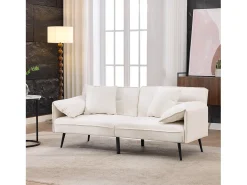 Clearance Merax Sofá conversível de 2 lugares - 167,5 x 73 x 70 cm - Encosto reclinável em 3 posições (100°–180°) - Tecido - Branco