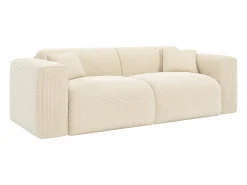 Sofá*Vente-unique Sofá conversível de 4 lugares abertura rápida em veludo cotelê - Colchão de 16 cm POGNIA Bege
