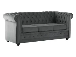 Sofá*Vente-unique Sofá conversível de 3 lugares em veludo CHESTERFIELD Cinza antracite