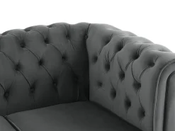 Sofá*Vente-unique Sofá conversível de 3 lugares em veludo CHESTERFIELD Cinza antracite