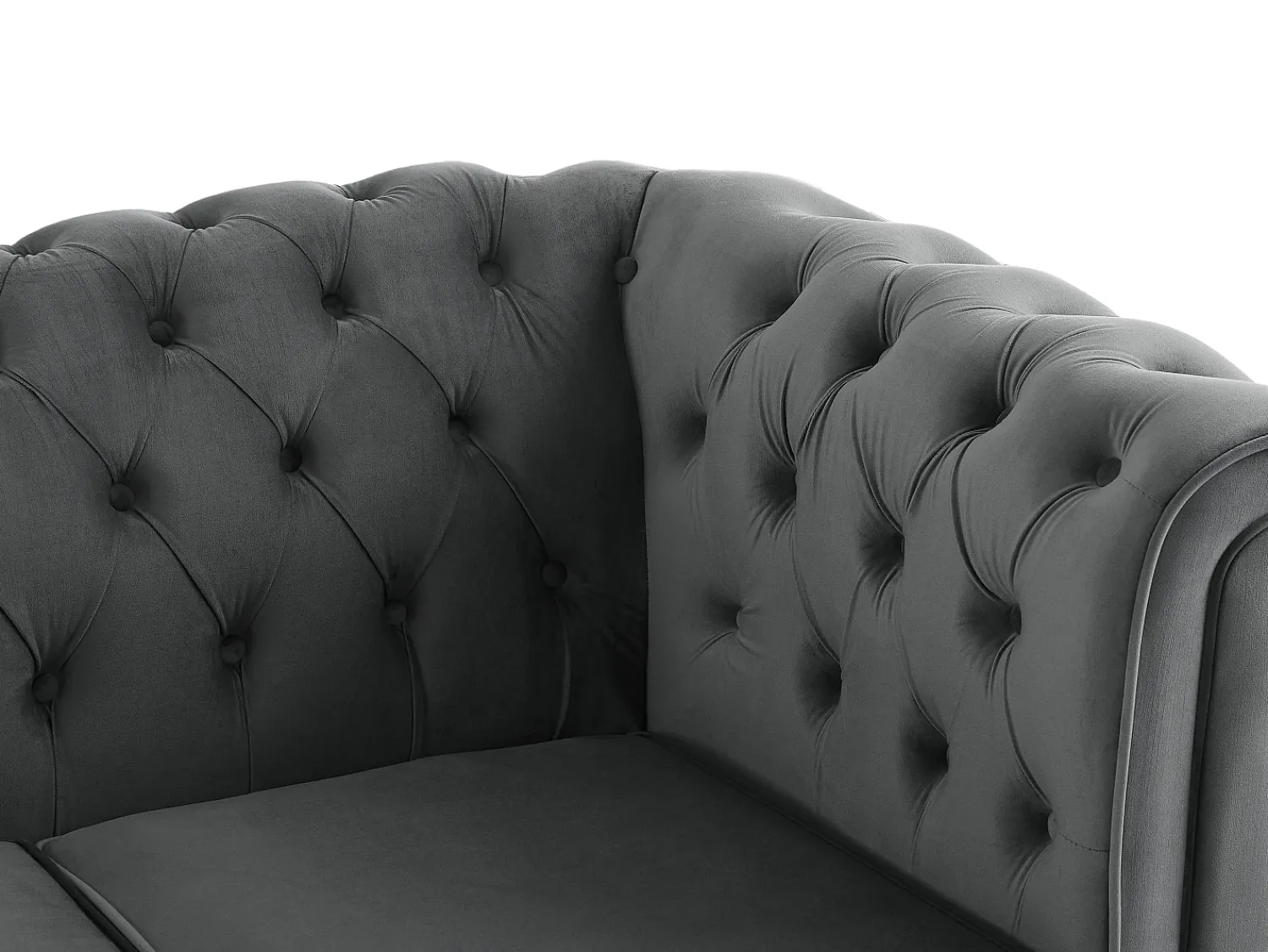 Sofá*Vente-unique Sofá conversível de 3 lugares em veludo CHESTERFIELD Cinza antracite