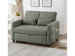 Online ModernLuxe Sofá conversível duplo 114 x 77 x 82,5 cm - encosto ajustável em três níveis - tecido de algodão e linho - militar Verde