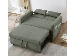 Online ModernLuxe Sofá conversível duplo 114 x 77 x 82,5 cm - encosto ajustável em três níveis - tecido de algodão e linho - militar Verde