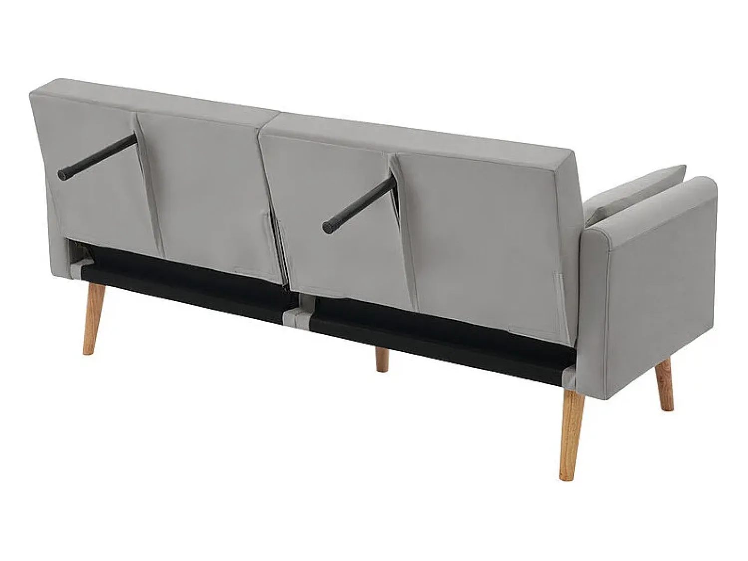 Sofá|DripeX Sofá conversível em veludo cinza - com 2 almofadas - braços e encosto ajustáveis - pés em madeira maciça - 180x75x82cm Cinzento