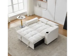 ModernLuxe Sofá conversível para 2 pessoas 140.5x74x82 cm - Encosto ajustável - Porta USB - Porta-copos - Mesa de apoio -^ Sofá