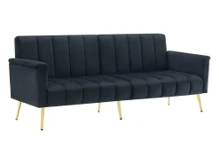 Sofá|Hauss Spole Sofá conversível reto de 2 lugares em veludo , encosto e braços dobráveis - 183x76x75cm Preto
