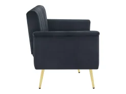 Sofá|Hauss Spole Sofá conversível reto de 2 lugares em veludo , encosto e braços dobráveis ​​- 183x76x75cm Preto