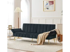Sofá|Hauss Spole Sofá conversível reto de 2 lugares em veludo , encosto e braços dobráveis ​​- 183x76x75cm Preto