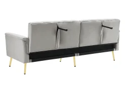 Discount Hauss Spole Sofá conversível reto de 2 lugares em veludo cinza claro, encosto e braços dobráveis - 183x76x75cm Cinzento claro