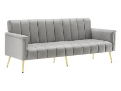Discount Hauss Spole Sofá conversível reto de 2 lugares em veludo cinza claro, encosto e braços dobráveis - 183x76x75cm Cinzento claro