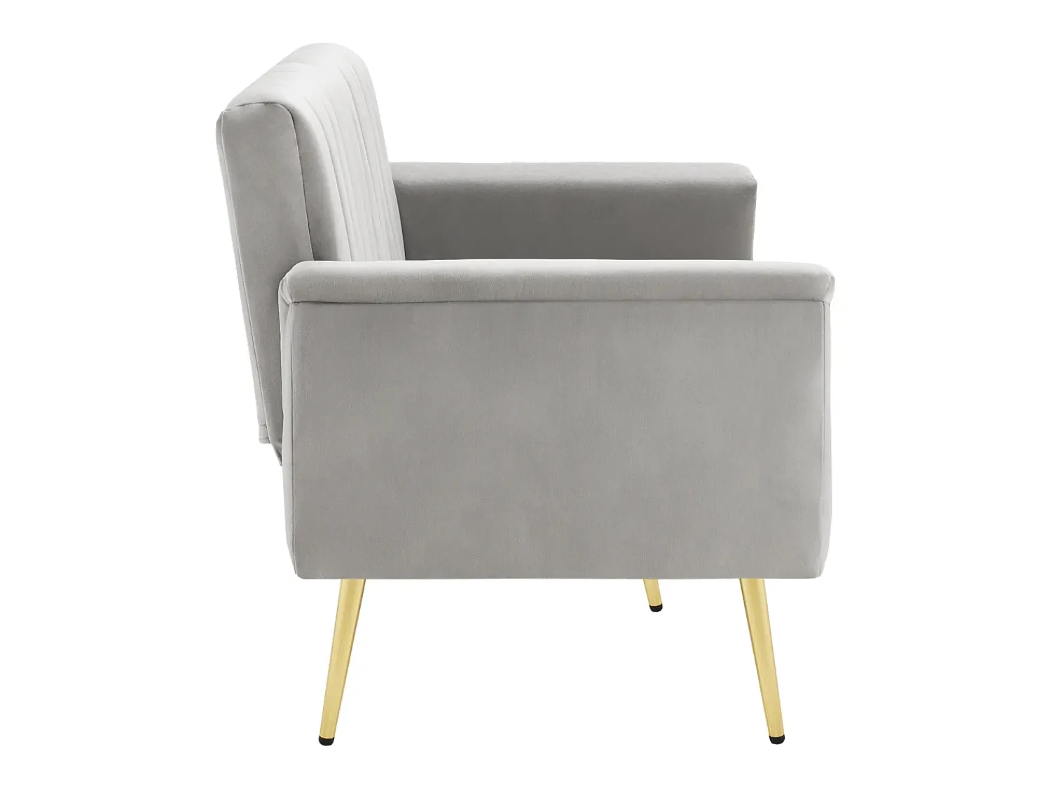 Discount Hauss Spole Sofá conversível reto de 2 lugares em veludo cinza claro, encosto e braços dobráveis - 183x76x75cm Cinzento claro