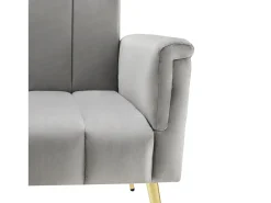 Discount Hauss Spole Sofá conversível reto de 2 lugares em veludo cinza claro, encosto e braços dobráveis - 183x76x75cm Cinzento claro