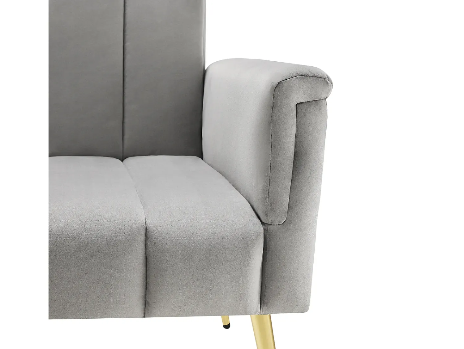 Discount Hauss Spole Sofá conversível reto de 2 lugares em veludo cinza claro, encosto e braços dobráveis - 183x76x75cm Cinzento claro