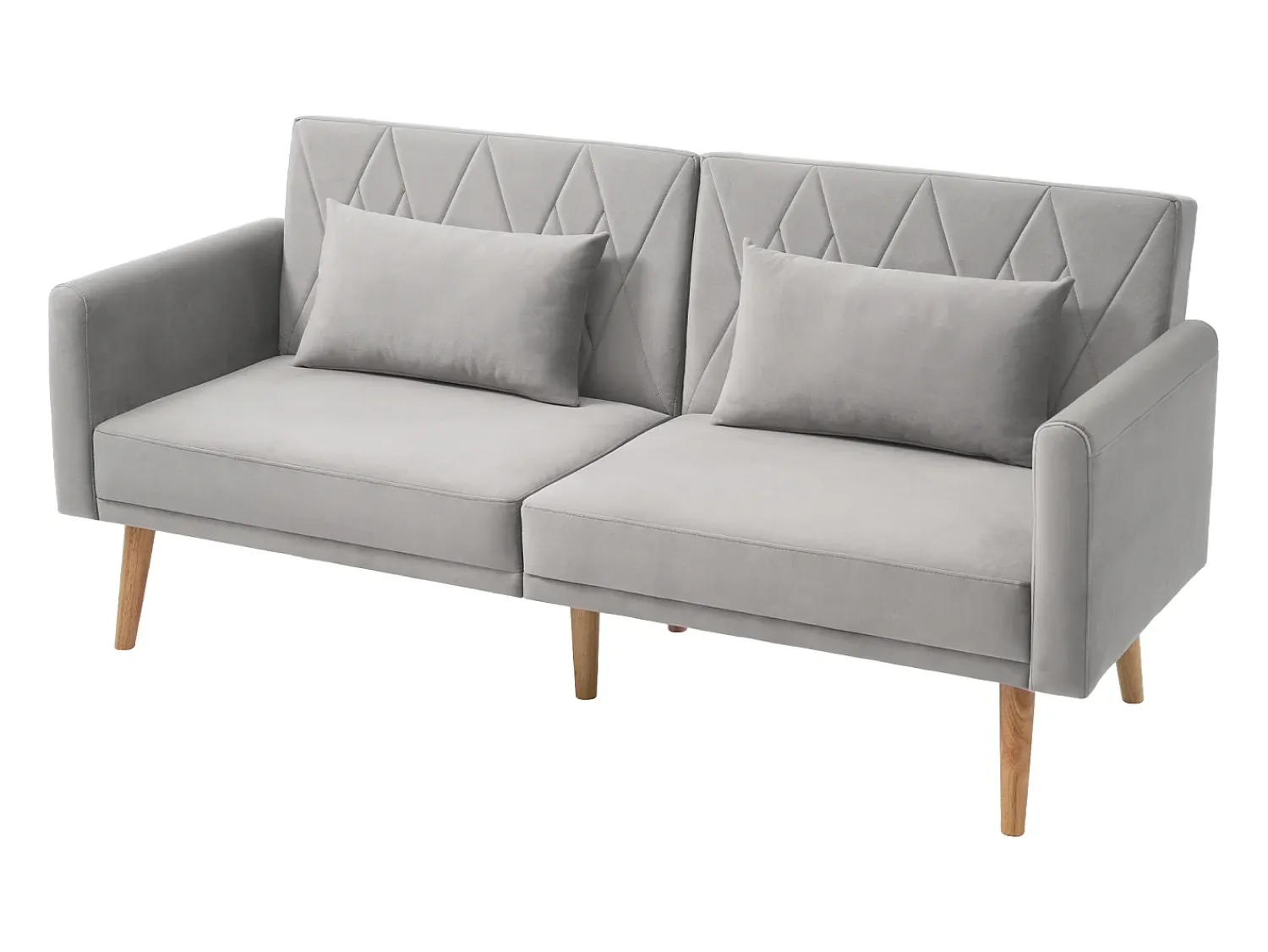 Sofá|Hauss Spole Sofá conversível reto de 2 lugares em veludo cinza claro, 2 almofadas incluídas - 180x75x82cm Cinzento claro
