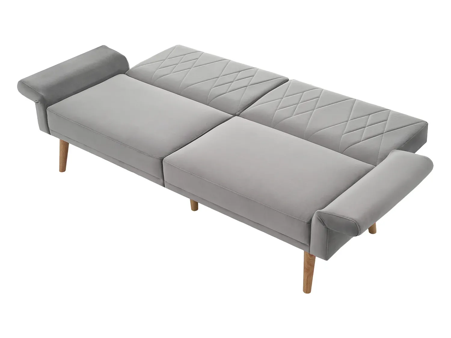 Sofá|Hauss Spole Sofá conversível reto de 2 lugares em veludo cinza claro, 2 almofadas incluídas - 180x75x82cm Cinzento claro