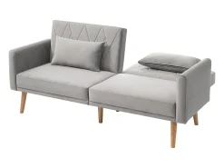 Sofá|Hauss Spole Sofá conversível reto de 2 lugares em veludo cinza claro, 2 almofadas incluídas - 180x75x82cm Cinzento claro