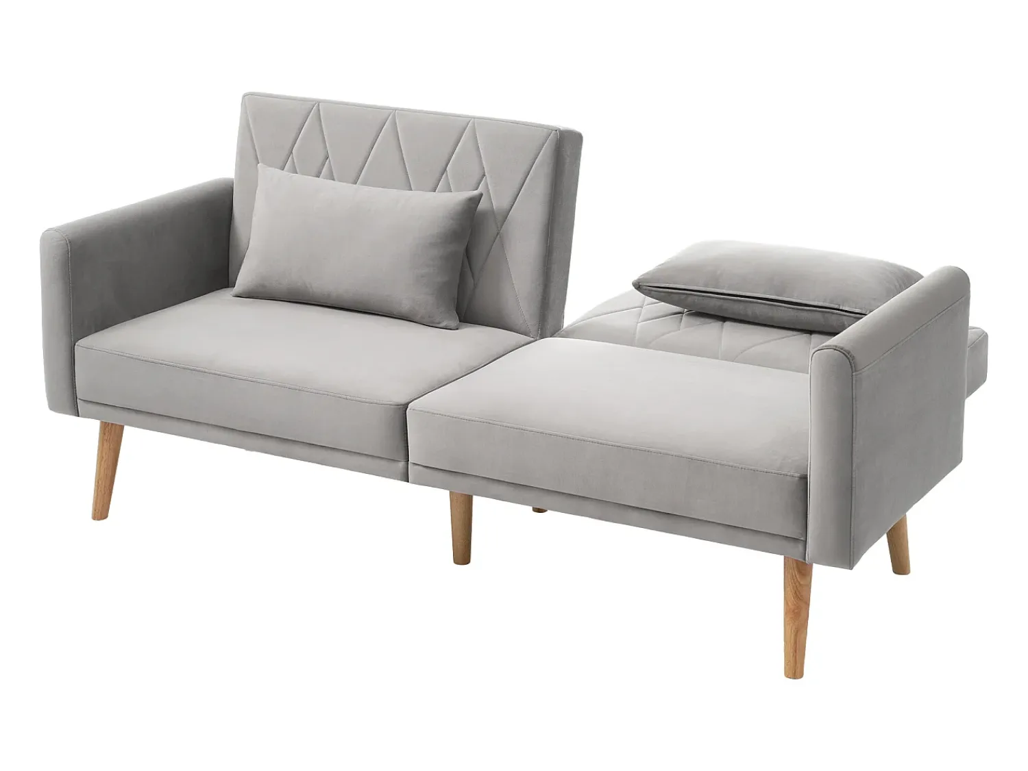 Sofá|Hauss Spole Sofá conversível reto de 2 lugares em veludo cinza claro, 2 almofadas incluídas - 180x75x82cm Cinzento claro