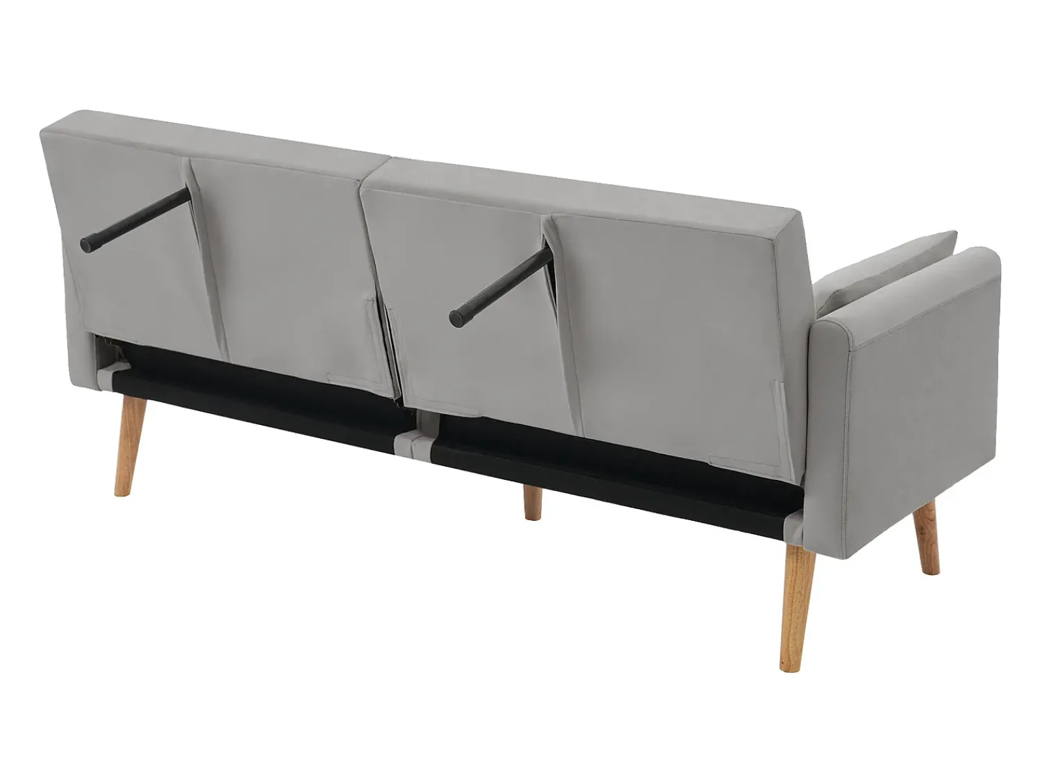 Sofá|Hauss Spole Sofá conversível reto de 2 lugares em veludo cinza claro, 2 almofadas incluídas - 180x75x82cm Cinzento claro