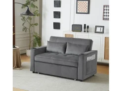Merax Sofá conversível, Sofá-cama dobrável de veludo - 137 x 76,5 x 86 cm - com função dormir - Cinza^ Sofá