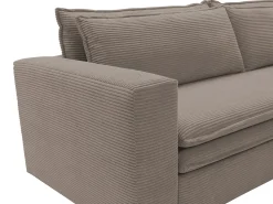 Sofá*Vente-unique Sofá conversível TILIA de 3 lugares em veludo cotelê cor Taupe