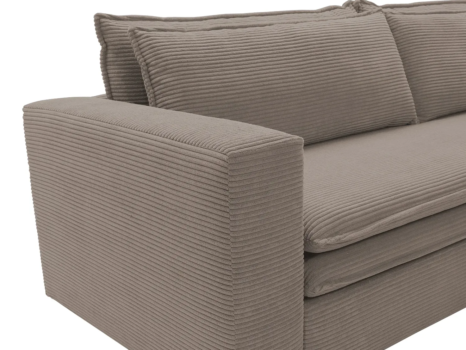 Sofá*Vente-unique Sofá conversível TILIA de 3 lugares em veludo cotelê cor Taupe