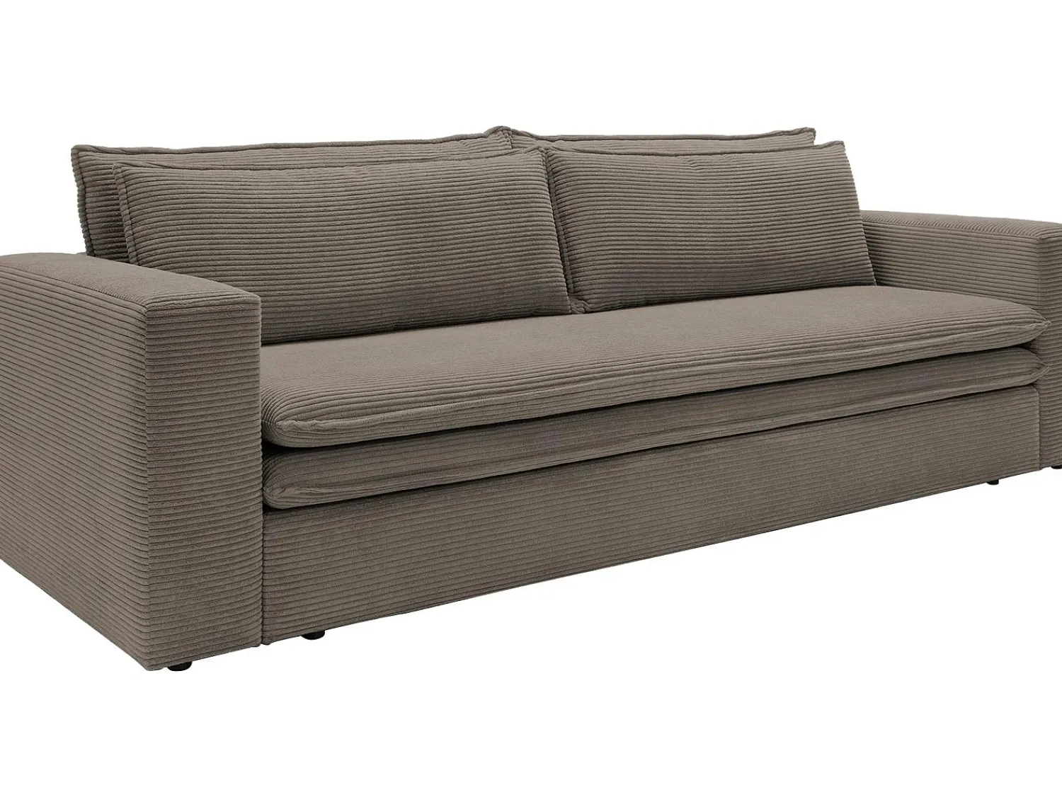 Sofá*Vente-unique Sofá conversível TILIA de 3 lugares em veludo cotelê cor Taupe
