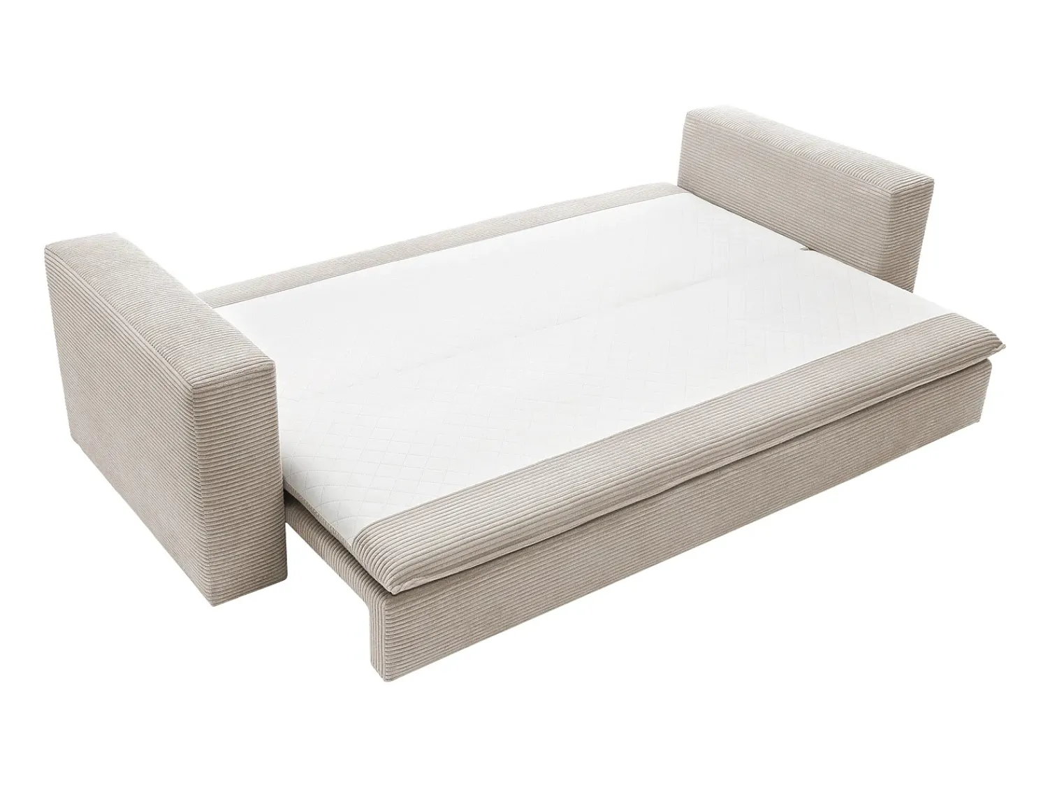 Sofá|Vente-unique Sofá conversível TILIA de 3 lugares em veludo cotelê . Creme