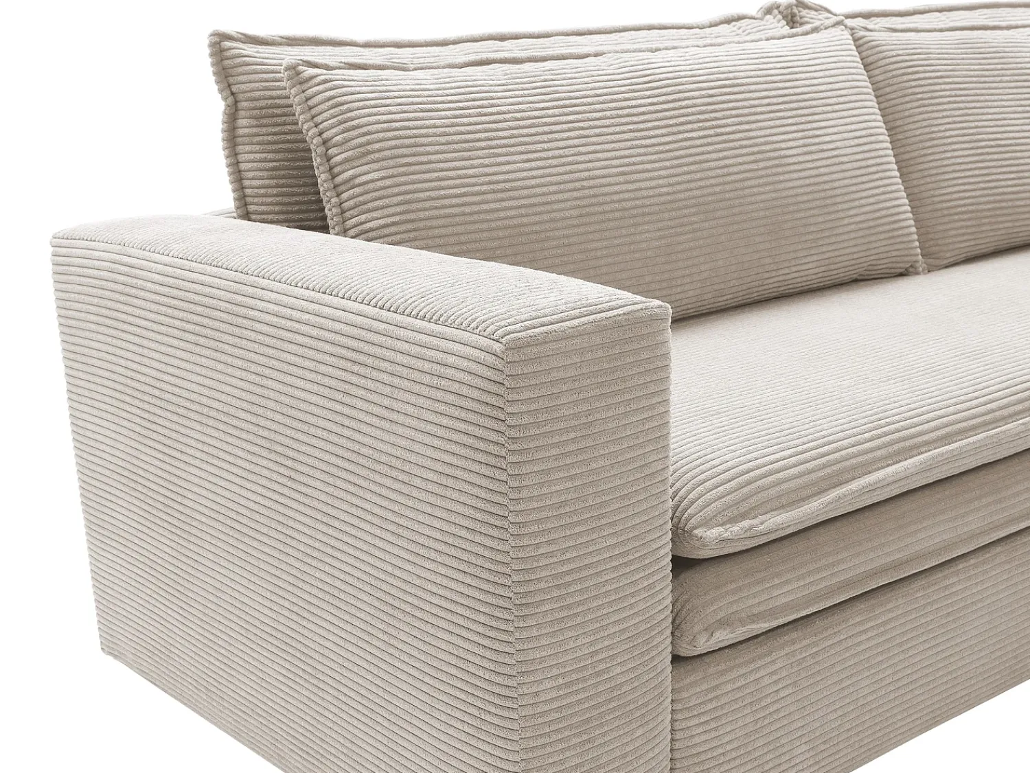 Sofá|Vente-unique Sofá conversível TILIA de 3 lugares em veludo cotelê . Creme