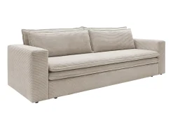 Sofá|Vente-unique Sofá conversível TILIA de 3 lugares em veludo cotelê . Creme