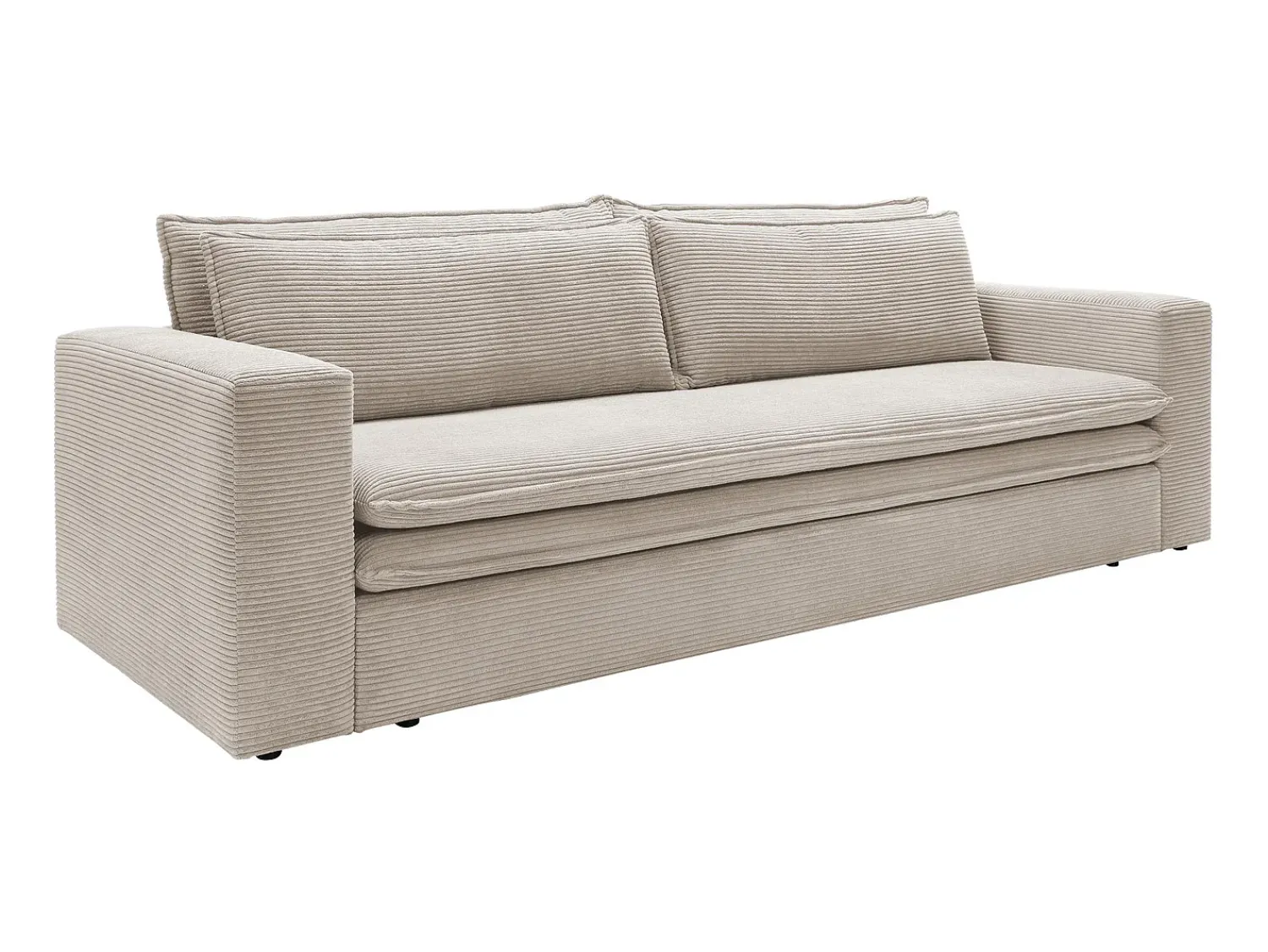 Sofá|Vente-unique Sofá conversível TILIA de 3 lugares em veludo cotelê . Creme