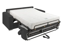 Sofá*Vente-unique Sofá convert. abert. ráp. veludo canel. cinza, cama ripas largas 160cm, colchão 22cm VIZIR Cinzento