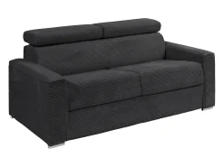 Sofá*Vente-unique Sofá convert. abert. ráp. veludo canel. cinza, cama ripas largas 160cm, colchão 22cm VIZIR Cinzento