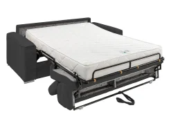 Vente-unique Sofá convert. abert. ráp. veludo canel. cinza, cama ripas largas 140cm, colchão 18cm VIZIR^ Sofá