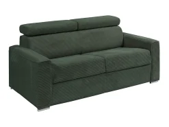 Discount Vente-unique Sofá convert. abert. ráp. veludo canel. , cama ripas largas 140cm, colchão 22cm VIZIR Verde