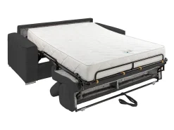 Sofá*Vente-unique Sofá convert. abert. ráp. veludo canel. cinza, cama ripas largas 140cm, colchão 22cm VIZIR Cinzento