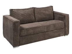 Best Vente-unique Sofá convertível 160 cm veludo canelado assento com espuma de memória ripas largas 18 cm LORETO Castanho