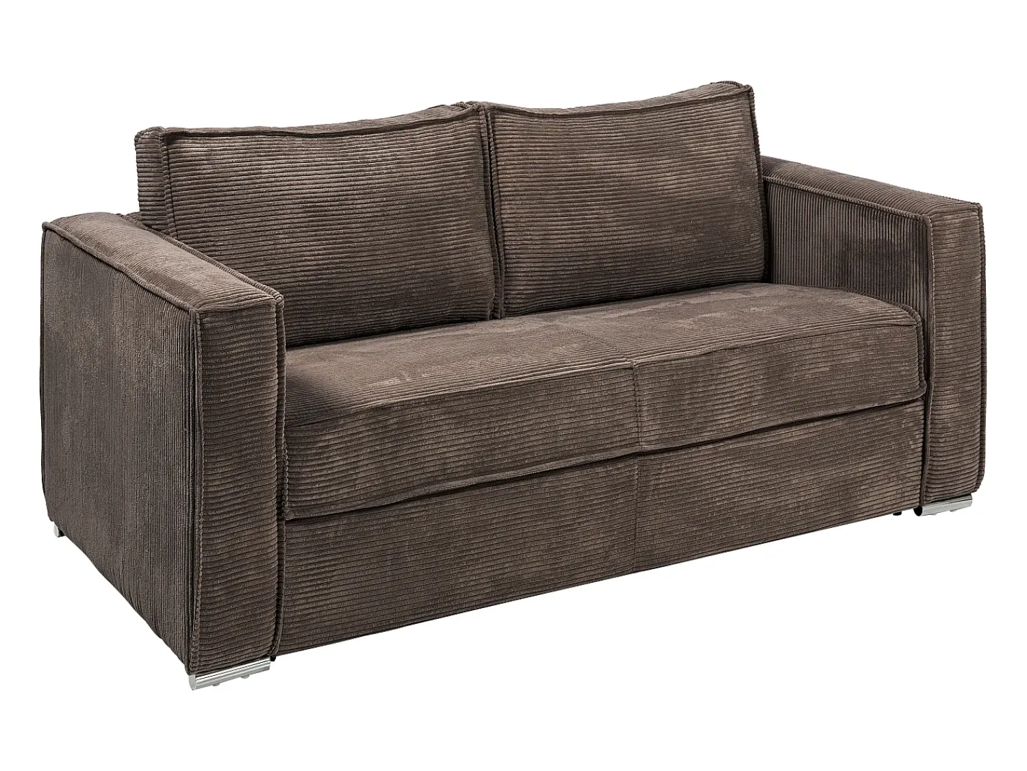 Sofá|Vente-unique Sofá convertível 160 cm veludo canelado assento com assento de memória de forma ripas largas 14 cm LORETO Castanho