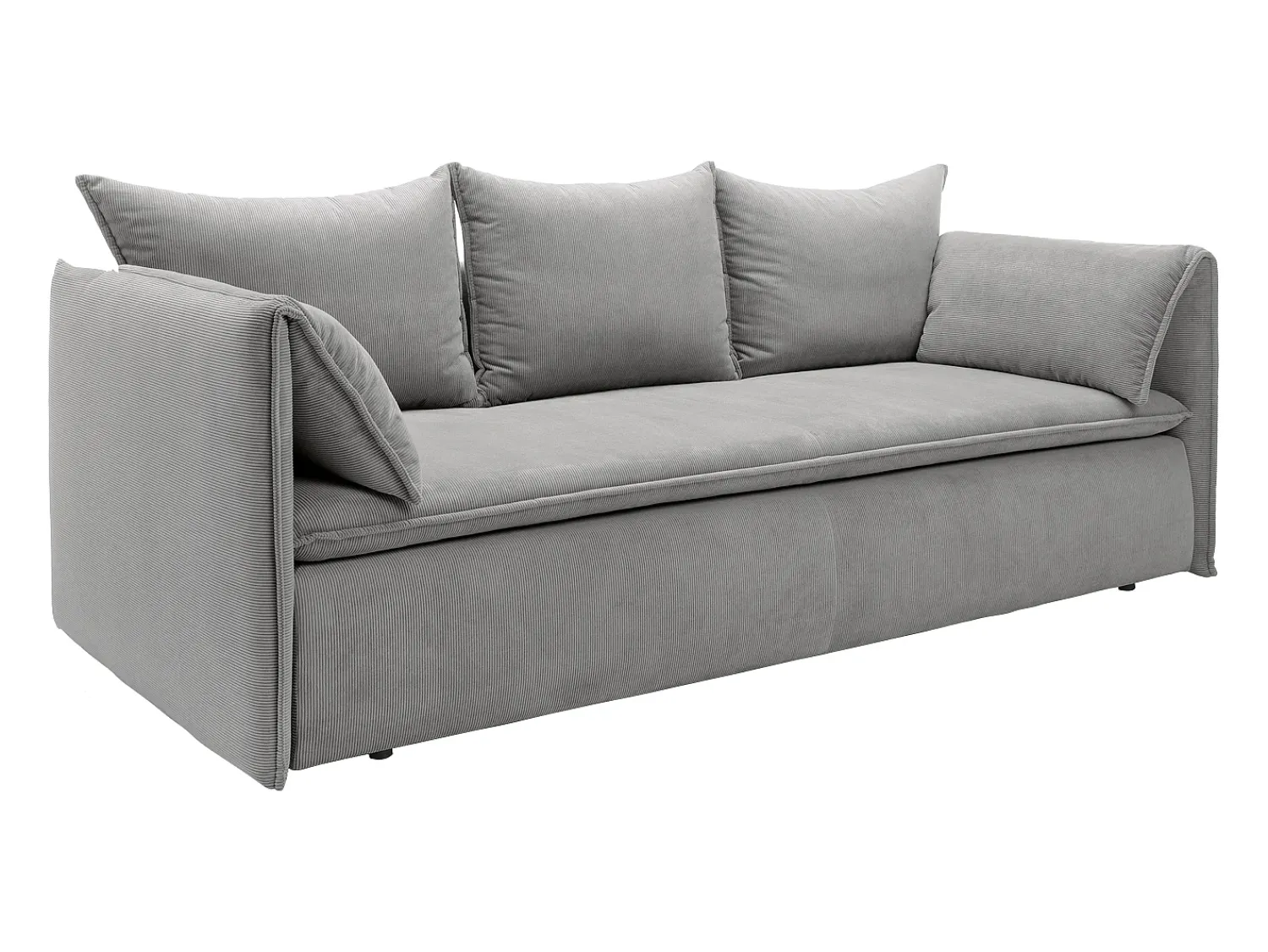 Sofá*Vente-unique Sofá convertível 3 lugares veludo canelado cinza TEODORA Cinzento