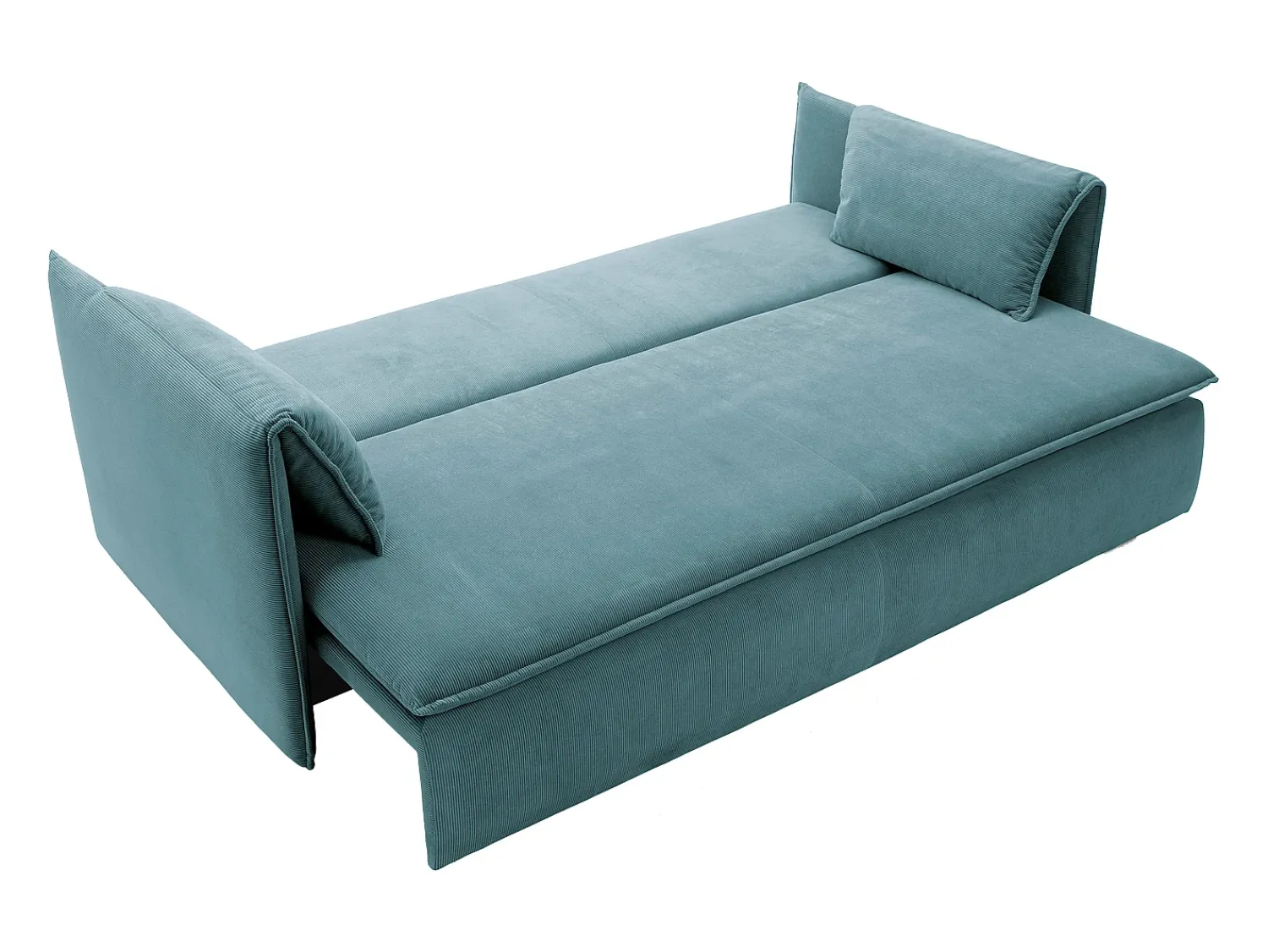Vente-unique Sofá convertível 3 lugares veludo canelado azul TEODORA Azul turquesa