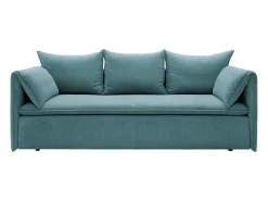 Vente-unique Sofá convertível 3 lugares veludo canelado azul TEODORA Azul turquesa